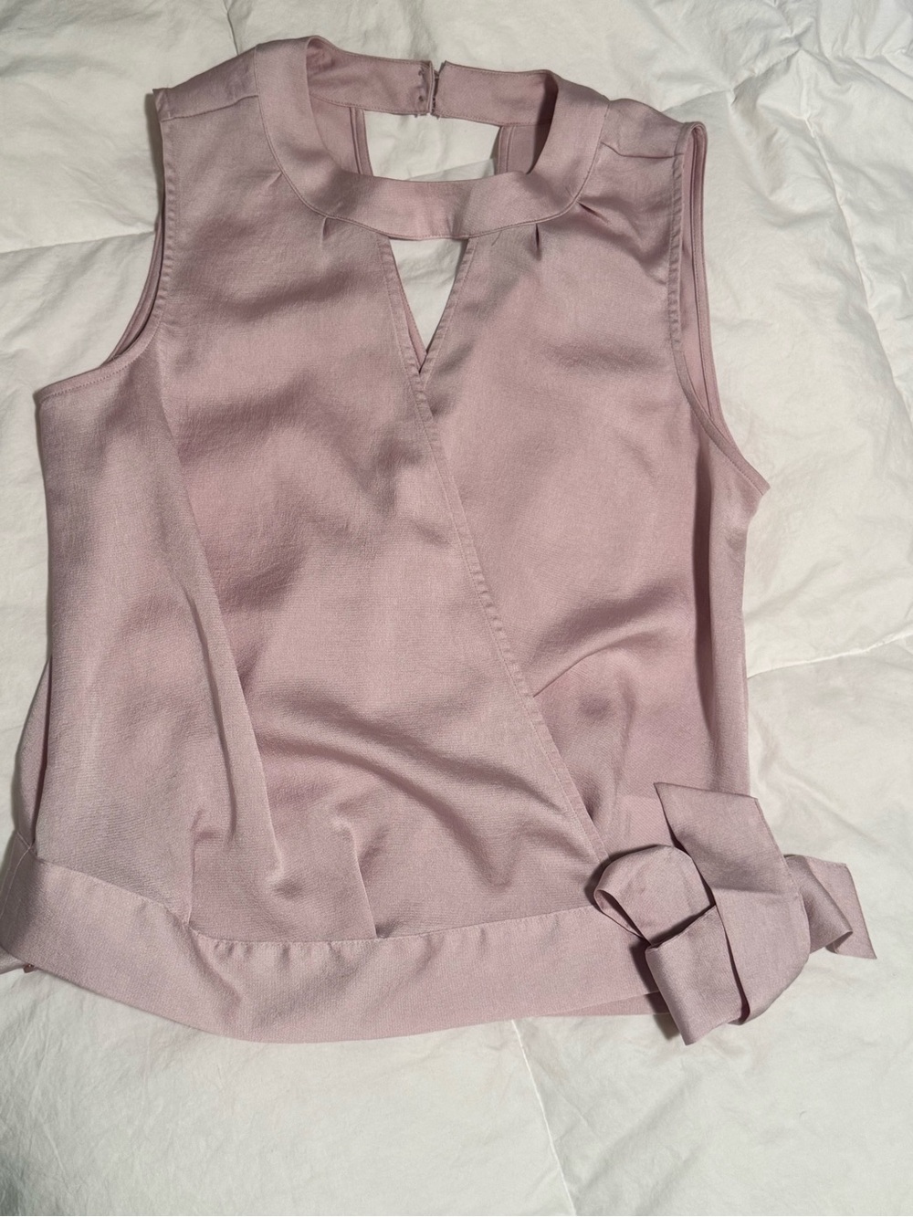 Express Dusty Pink Sleeveless Keyhole Faux-Wrap Camisole with Bow
